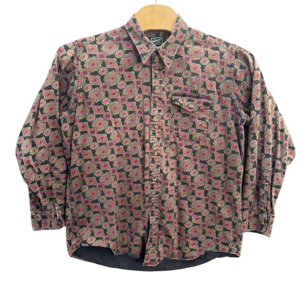 Hathaway Country Twills Mens XL Paisley Medallion Cotton Button Down Shirt Red
